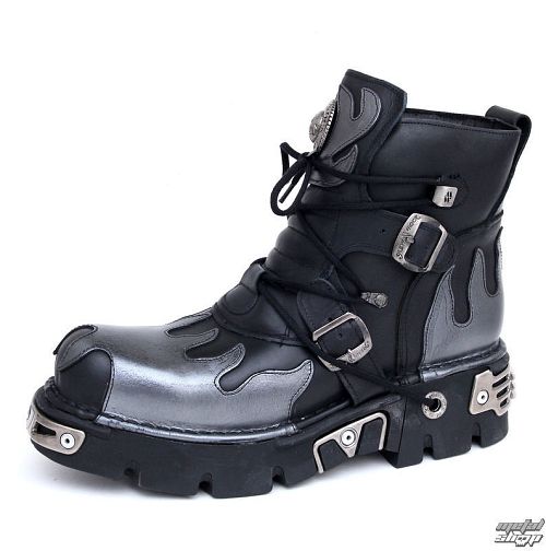 topánky NEW ROCK - Flame Shoes (288-S2) Black-Grey - N-8-53-700-08